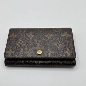 Louis Vuitton Porte Monnaie Billets Tresor Wallet Monogram Coated Canvas Brown